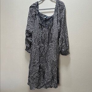 Old Navy Blue and White Floral Long Sleeve Dress